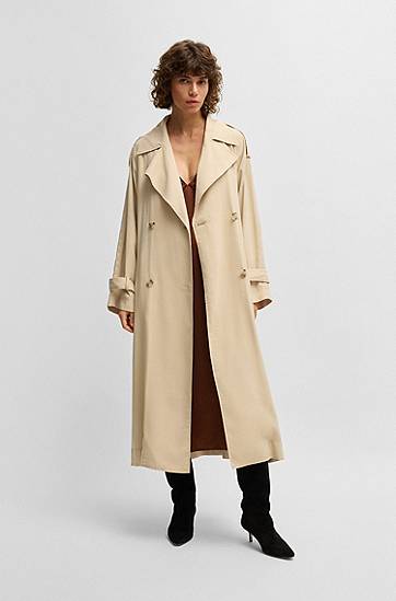 Trenčkot BOSS Loose-Fit Trench Coat Béžová | 50530977, 1