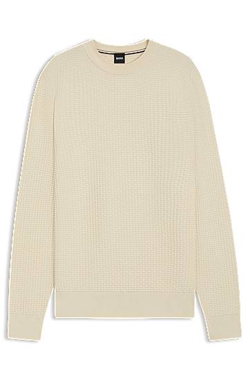 Sveter BOSS Mixed-Structure Sweater Béžová | 50545283