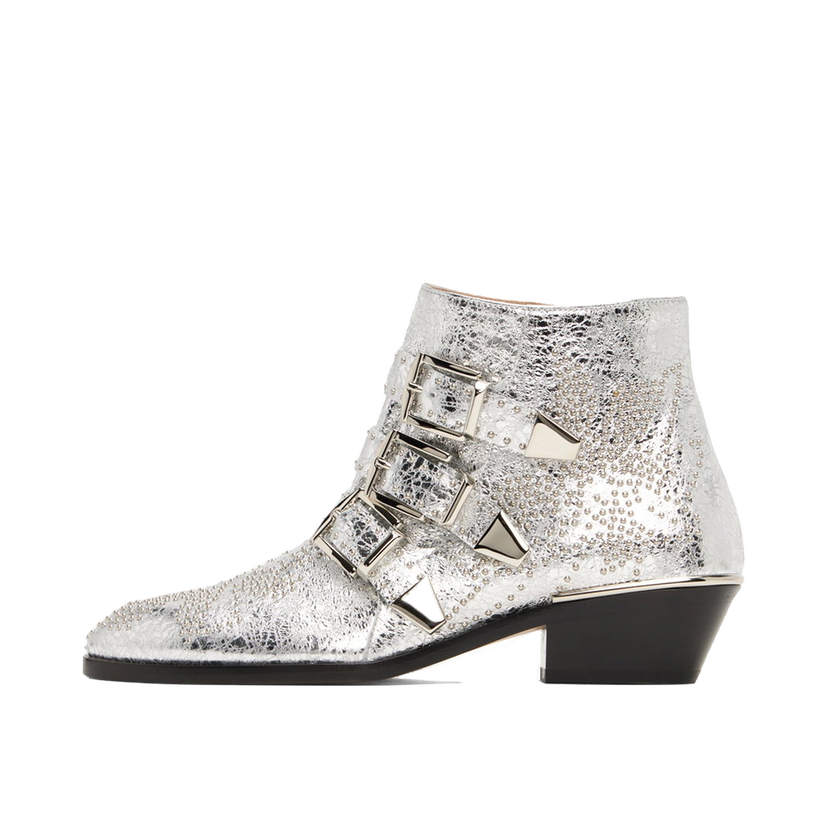 Tenisky a topánky CHLOÉ Metallic Leather Ankle Boots With Buckle Metalická | CHC23U134DV