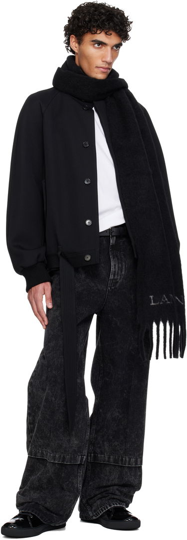 Šál LANVIN Fringed Wool Scarf Čierna | AW-SAFS0K-POOL-H23, 1