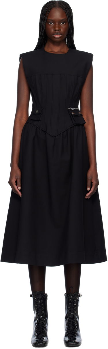 Šaty GANNI Ganni Corset Midi Dress Čierna | W0390, 0