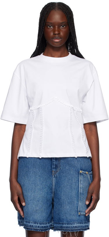 Tričko GANNI Ganni Cotton Tie Back T-Shirt Biela | T4149, 0
