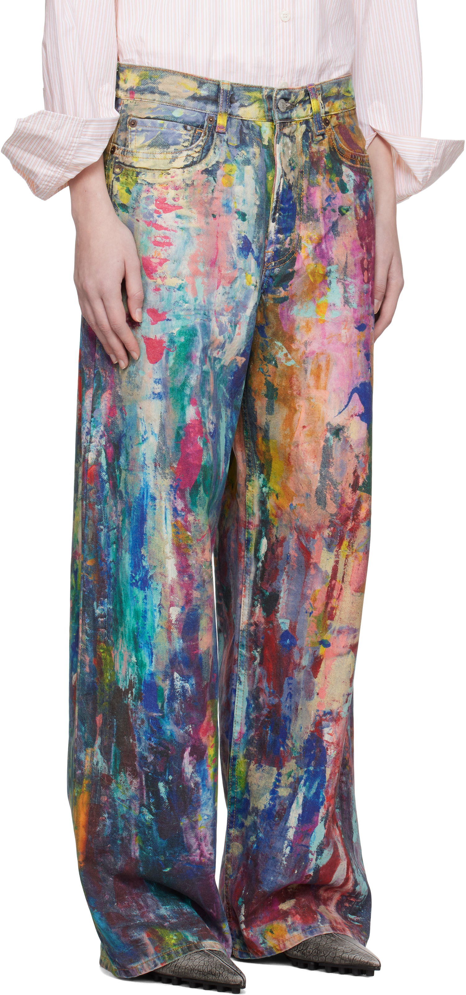 Džínsy Acne Studios Acne Studios Baggy Fit Painted Jeans Rôznofarebný | AK0898-, 1