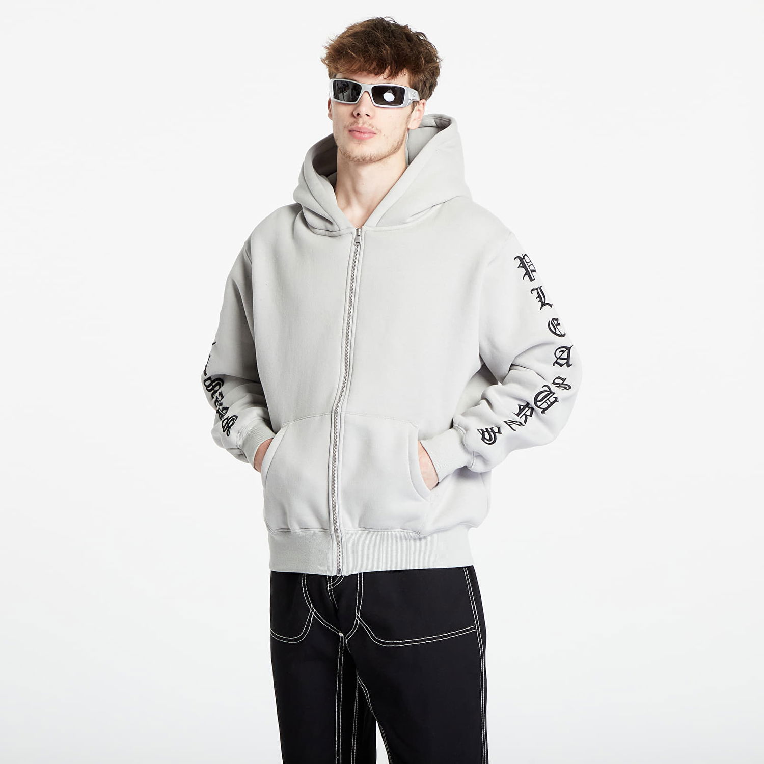 Mikina Pleasures Zip Up Hoodie Biela | P23W038 GREY, 0