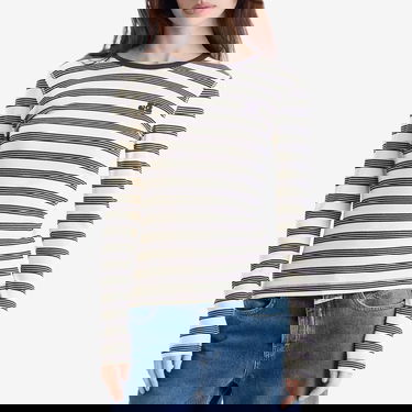 Tričko GANNI GANNI Striped Long Sleeve T-Shirt Béžová | T4145-683, 2
