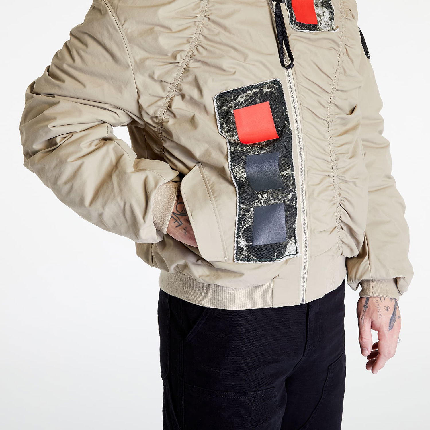 Bomber bunda A-COLD-WALL* Cubist Ruched Bomber Béžová | ACWMO131 Dark Stone, 1