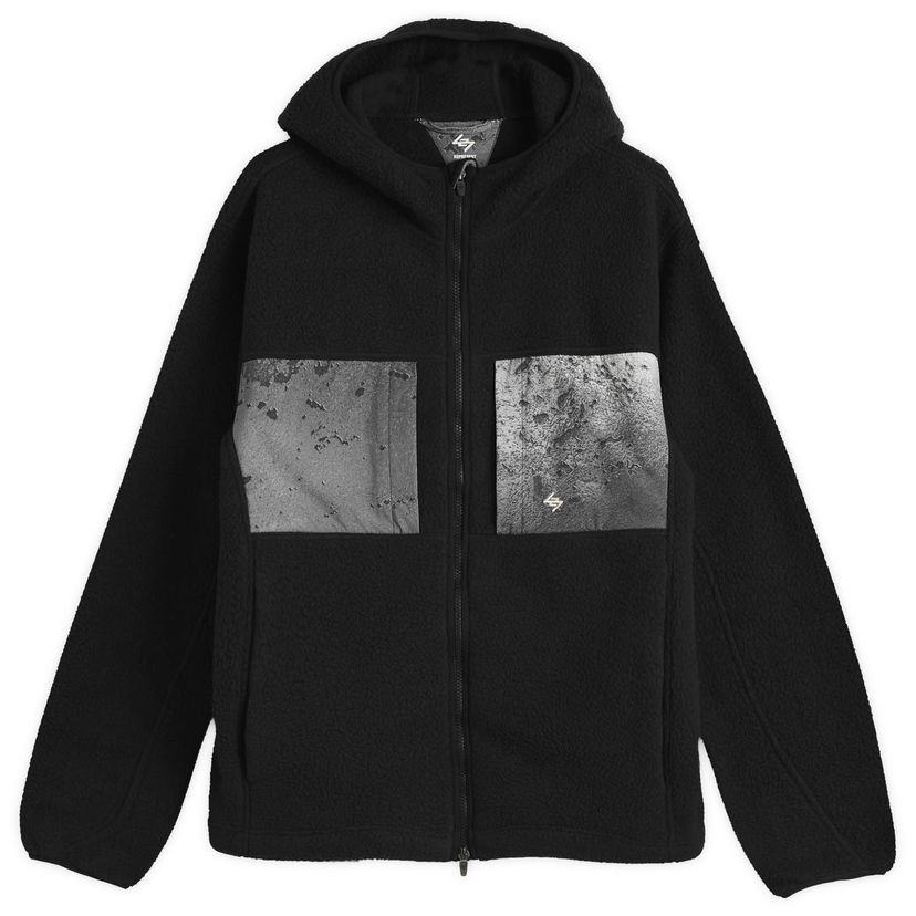 Mikina Represent Clo 247 Borg Fleece Hooded Full-Zip Jacket with Textured Chest Pockets Čierna | 247M100015-01