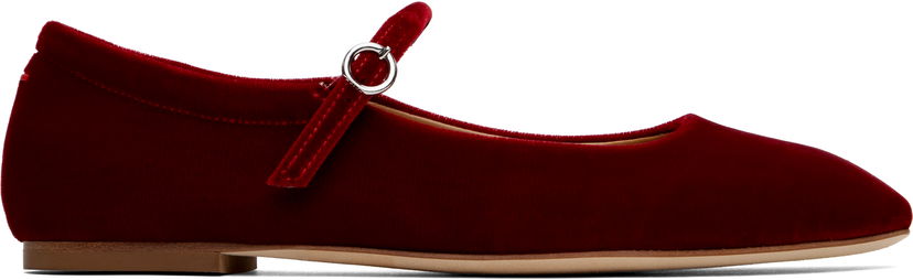Oblečenie Aeyde Aeyde Uma Velvet Mary-Jane Ballerina Flats Červená | A11-FL-RAZS08FL-223-406-004