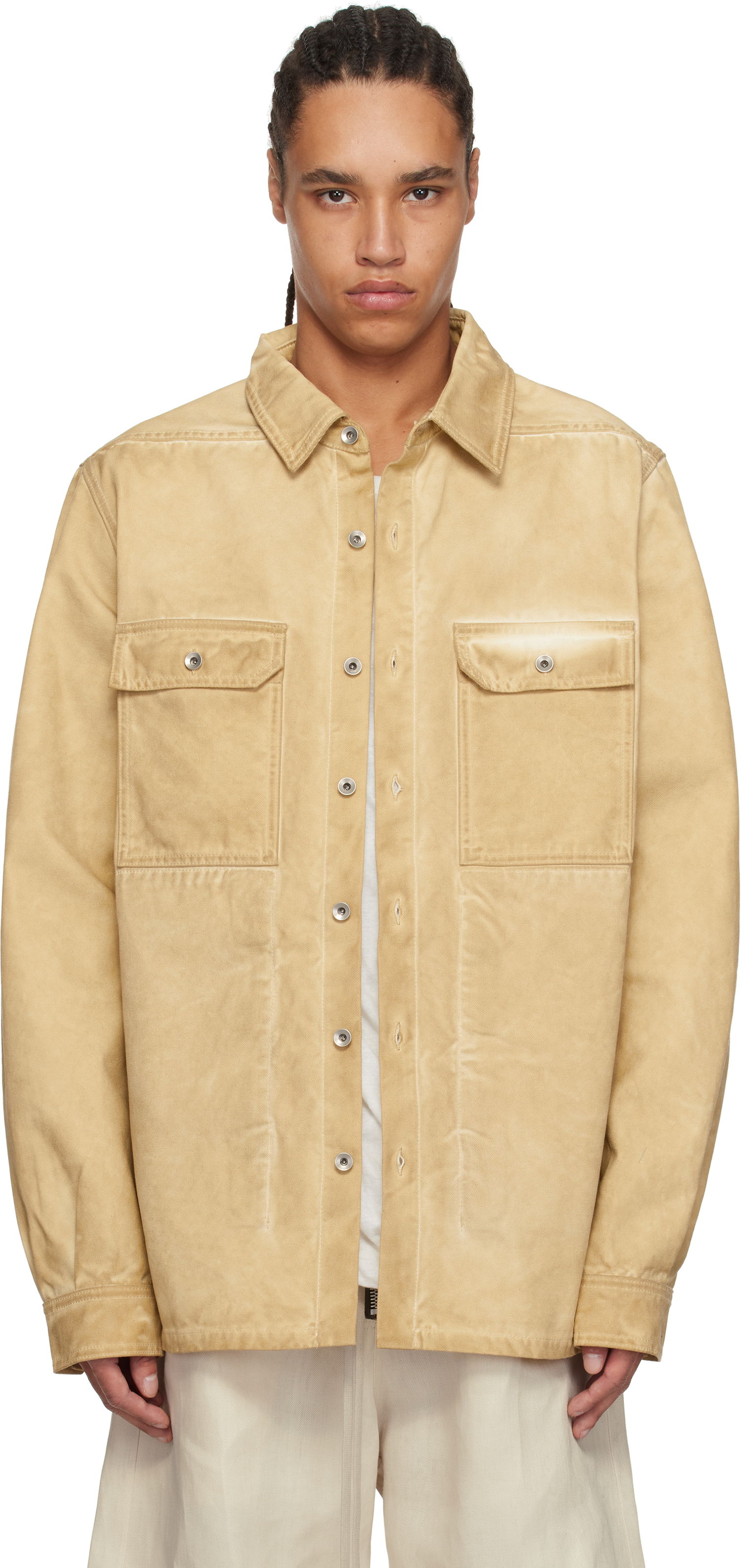Košeľa Rick Owens Rick Owens DRKSHDW Hollywood Organic Cotton Overshirt Béžová | DU01E3755 CVS, 0