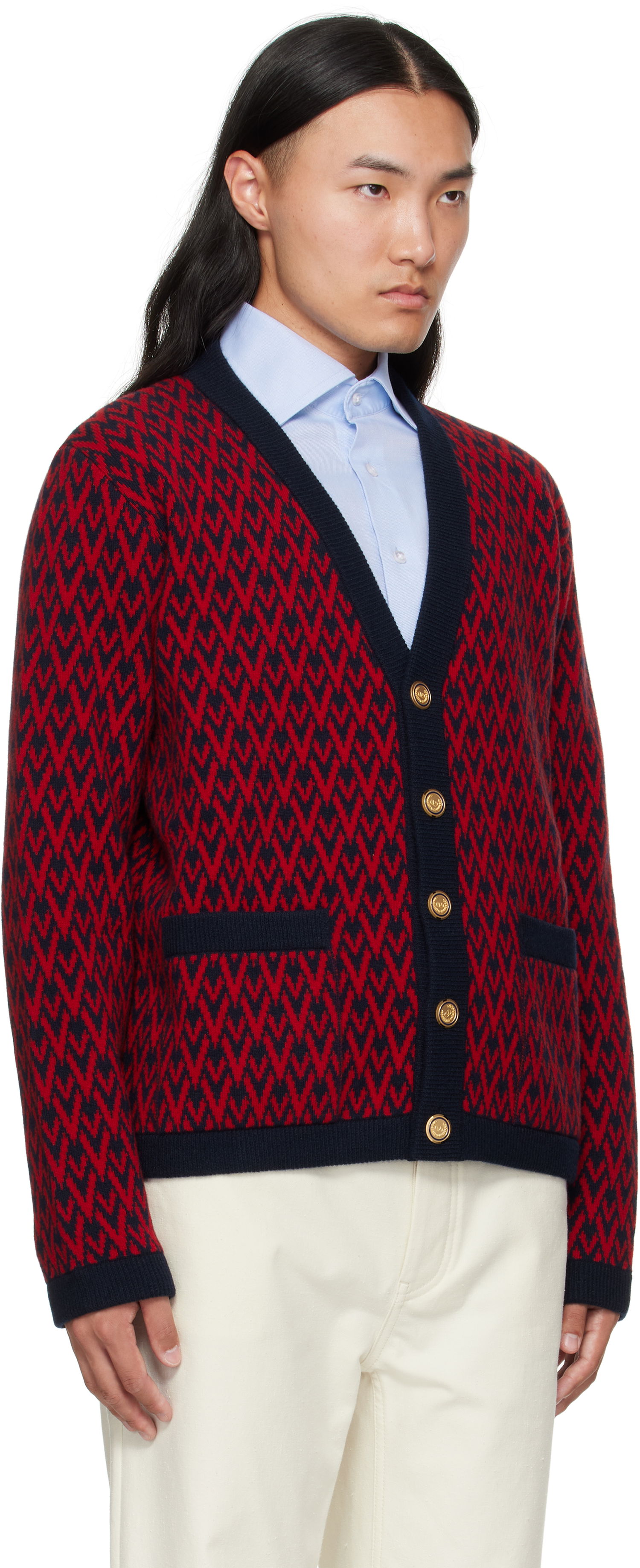 Sveter Valentino Valentino 'Toute La V' Wool Cardigan Červená | 7V3KA04IAR1, 1