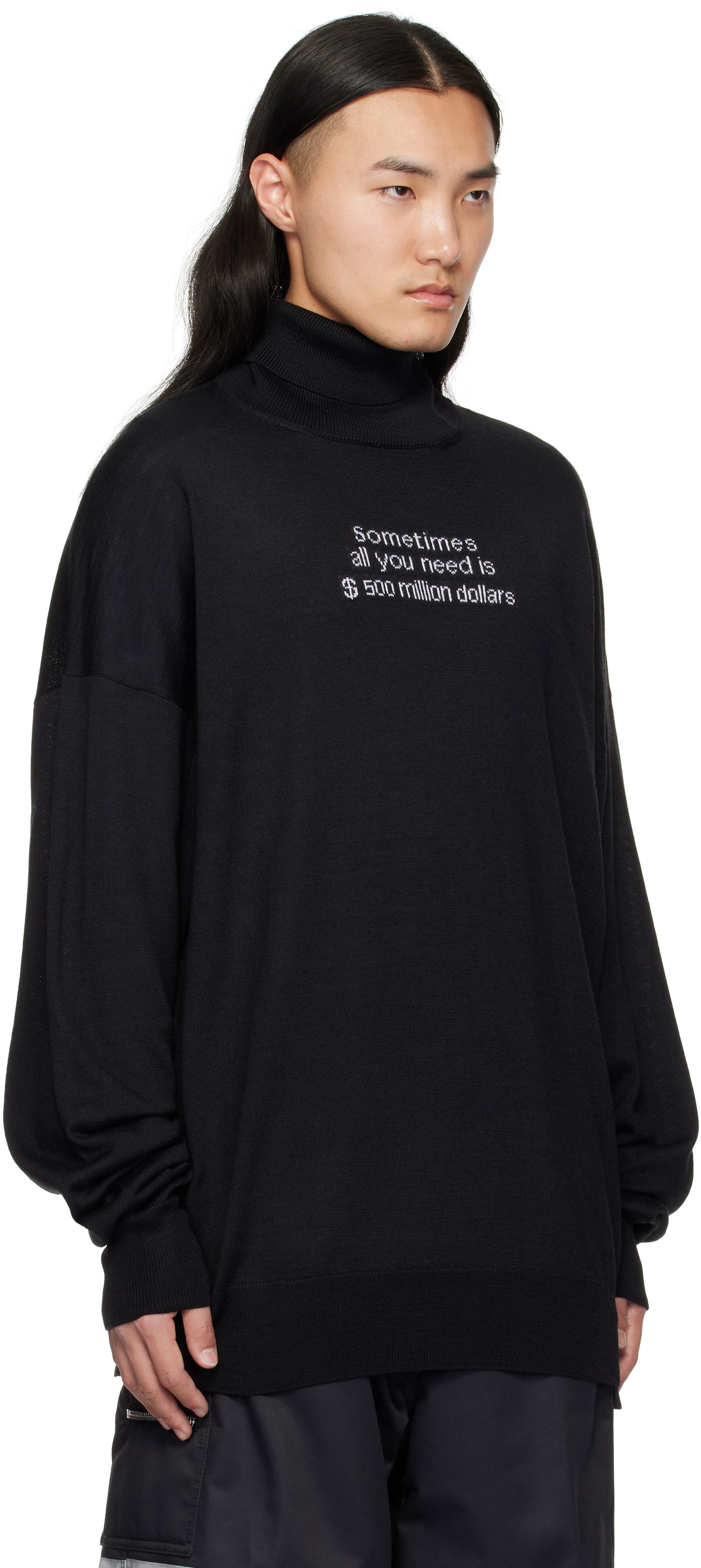 Sveter VETEMENTS VETEMENTS '500 Million Dollars' Turtleneck Sweater Čierna | UA66KN180B, 1