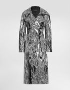 Dolce & Gabbana Fur-Print Coated Satin Trench Coat