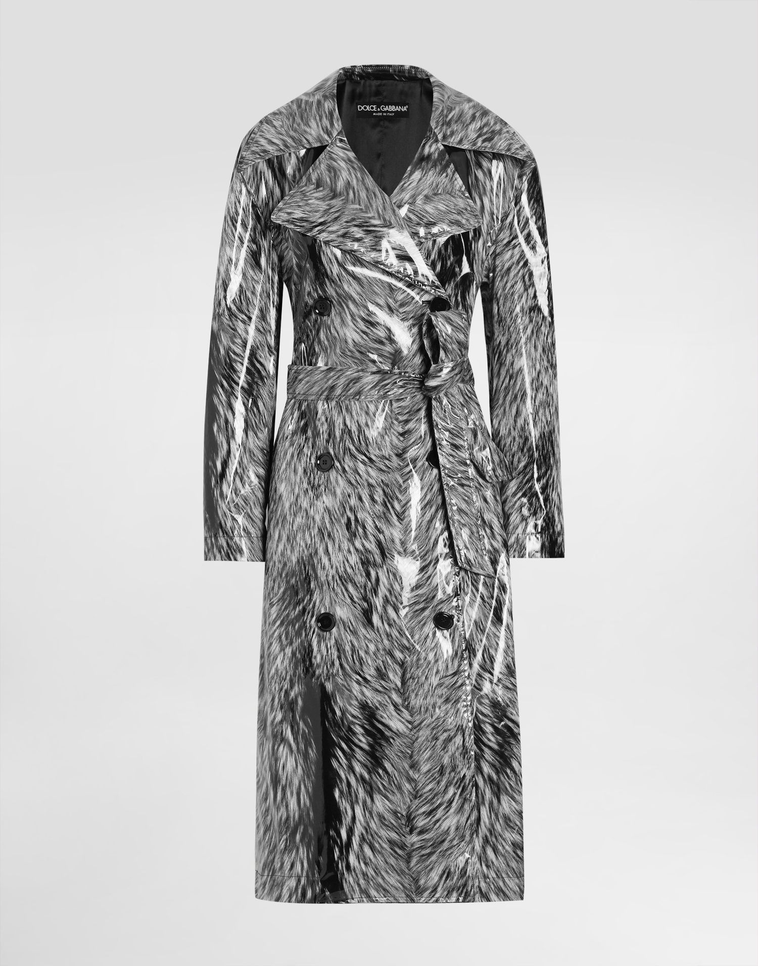 Trenčkot Dolce & Gabbana Dolce & Gabbana Fur-Print Coated Satin Trench Coat Rôznofarebný | F0W2DTFSUBJHI3VQ, 0