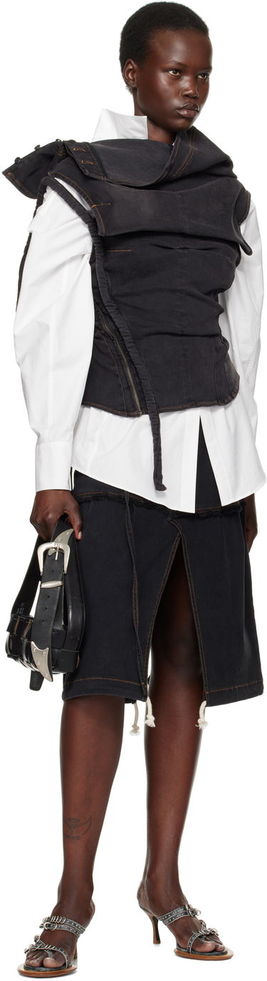 Crop Top Ottolinger Ottolinger Draped Denim Corset Top Čierna | 2217010111, 3
