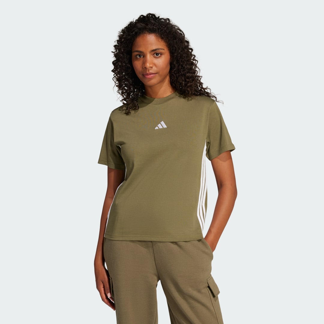 Tričko adidas Performance Cotton T-Shirt With 3 Stripes Zelené | JE1229, 0
