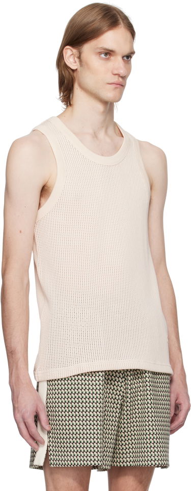 Tielko Wales Bonner Wales Bonner Groove Knit Tank Top Béžová | MS25JE10-CO04-100 COTTON MESH, 1