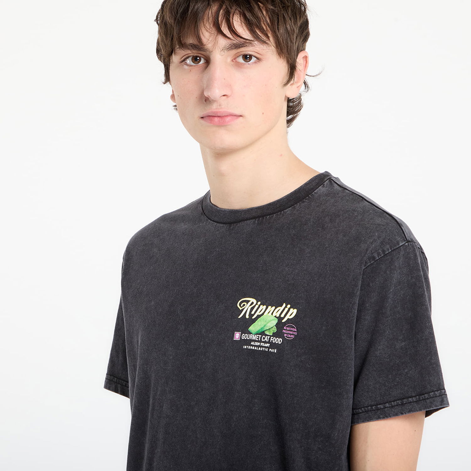 Tričko RIPNDIP Gourmet Cat Food T-shirt Vintage Wash Čierna | RNDHOL25138, 1