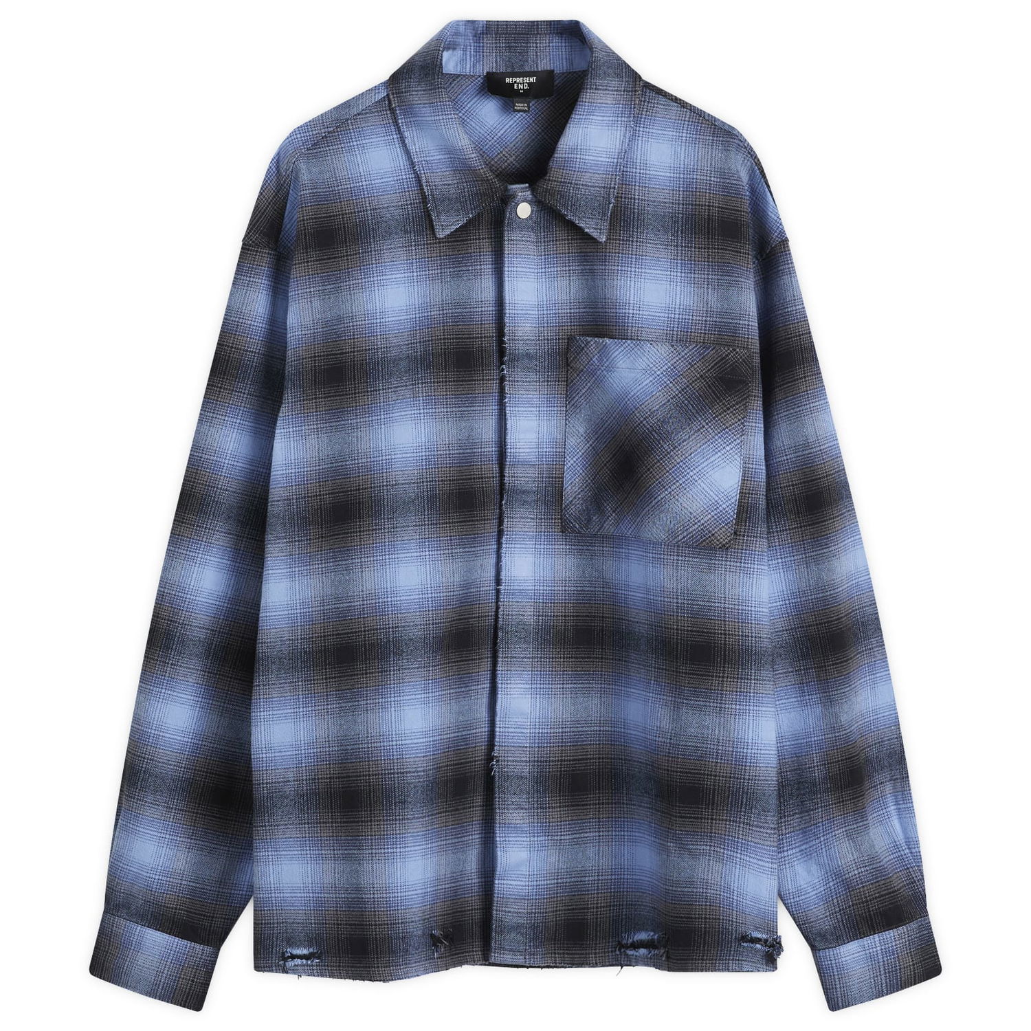 Košeľa Represent Clo Distressed Flannel Shirt Modrá | MLM2164-030, 0
