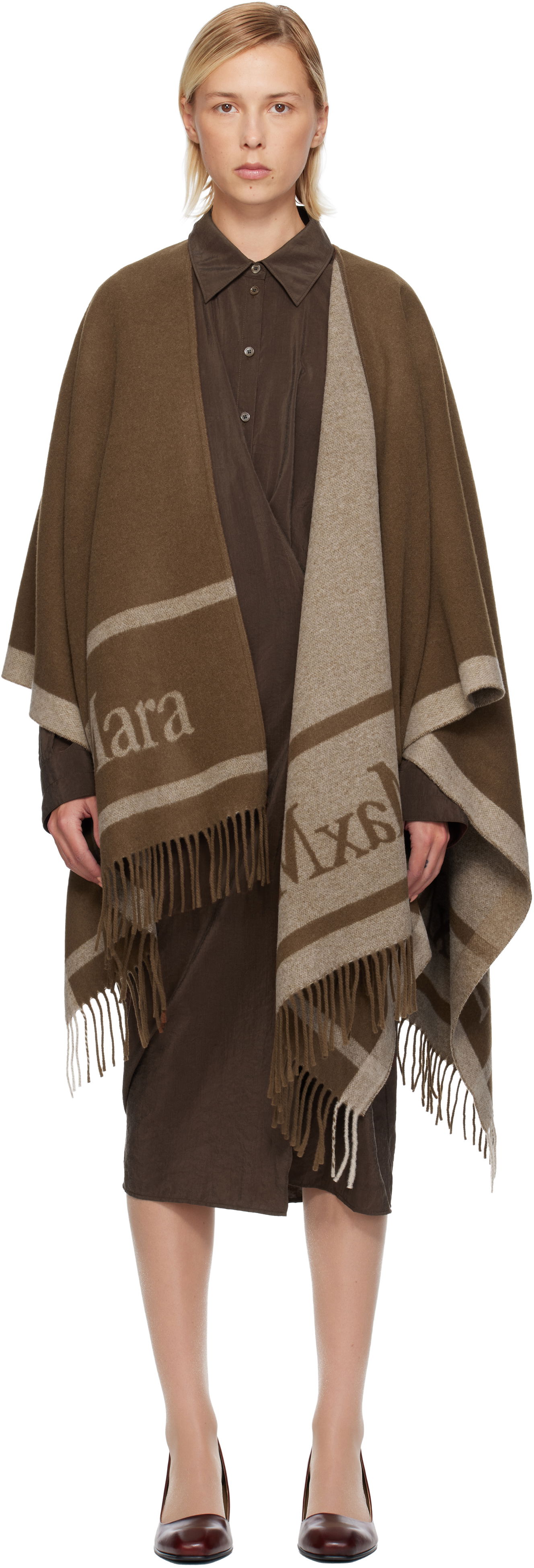 Šál Max Mara Hilde Poncho Scarf Hnedá | 2524546071600, 0