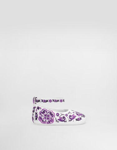 Tenisky a topánky Dolce & Gabbana Dolce & Gabbana Majolica-print Nappa Leather Ballet Flats Biela | DK0065AC513I03TN, 0