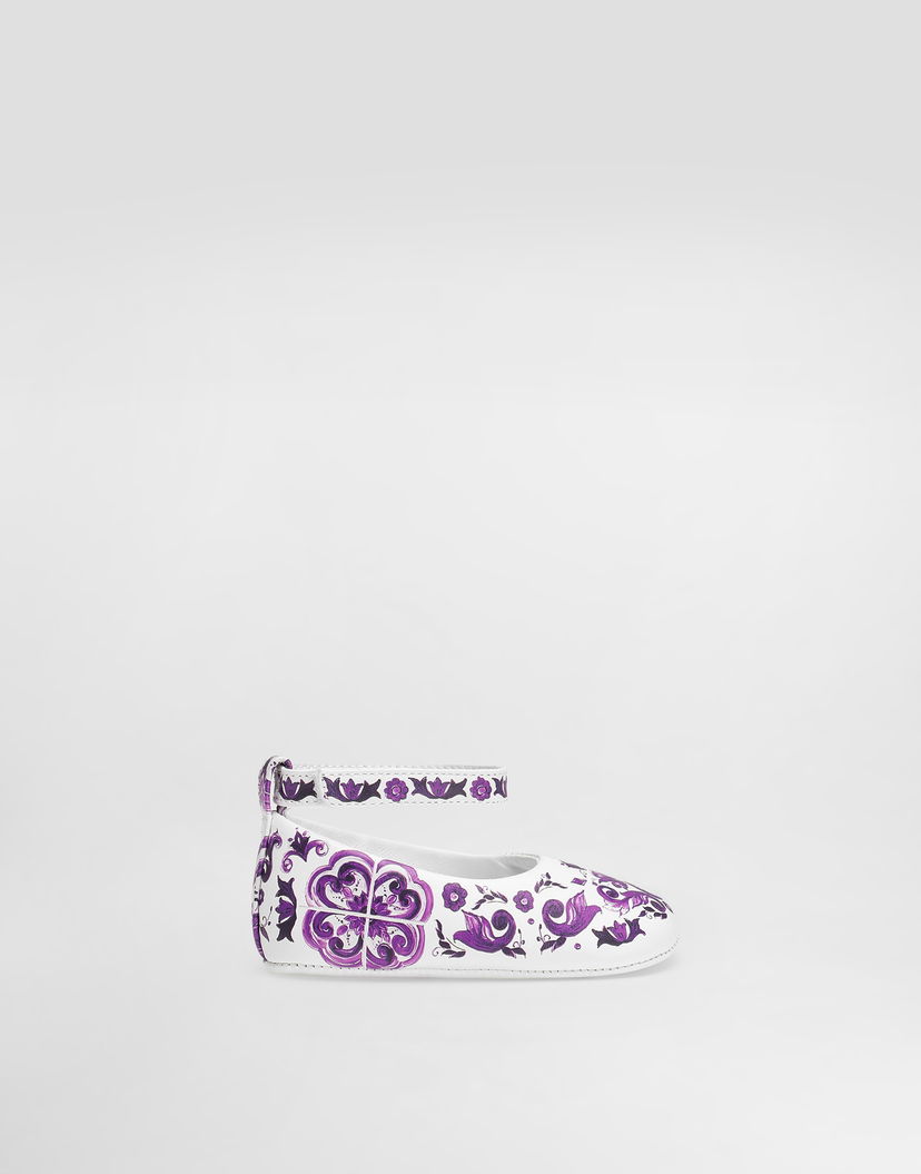 Tenisky a topánky Dolce & Gabbana Dolce & Gabbana Majolica-print Nappa Leather Ballet Flats Biela | DK0065AC513I03TN