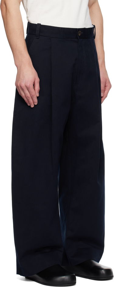 Nohavice Studio Nicholson Studio Nicholson Pleated Wide-Leg Trousers Navy | SORTE SNM - 1248, 1