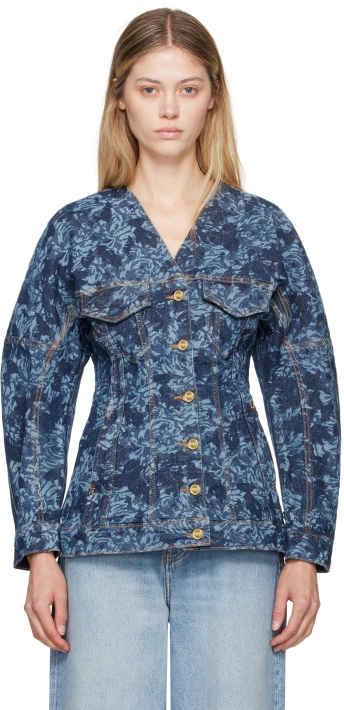 Bunda GANNI Navy Lazer Denim Jacket Navy | J1465, 0