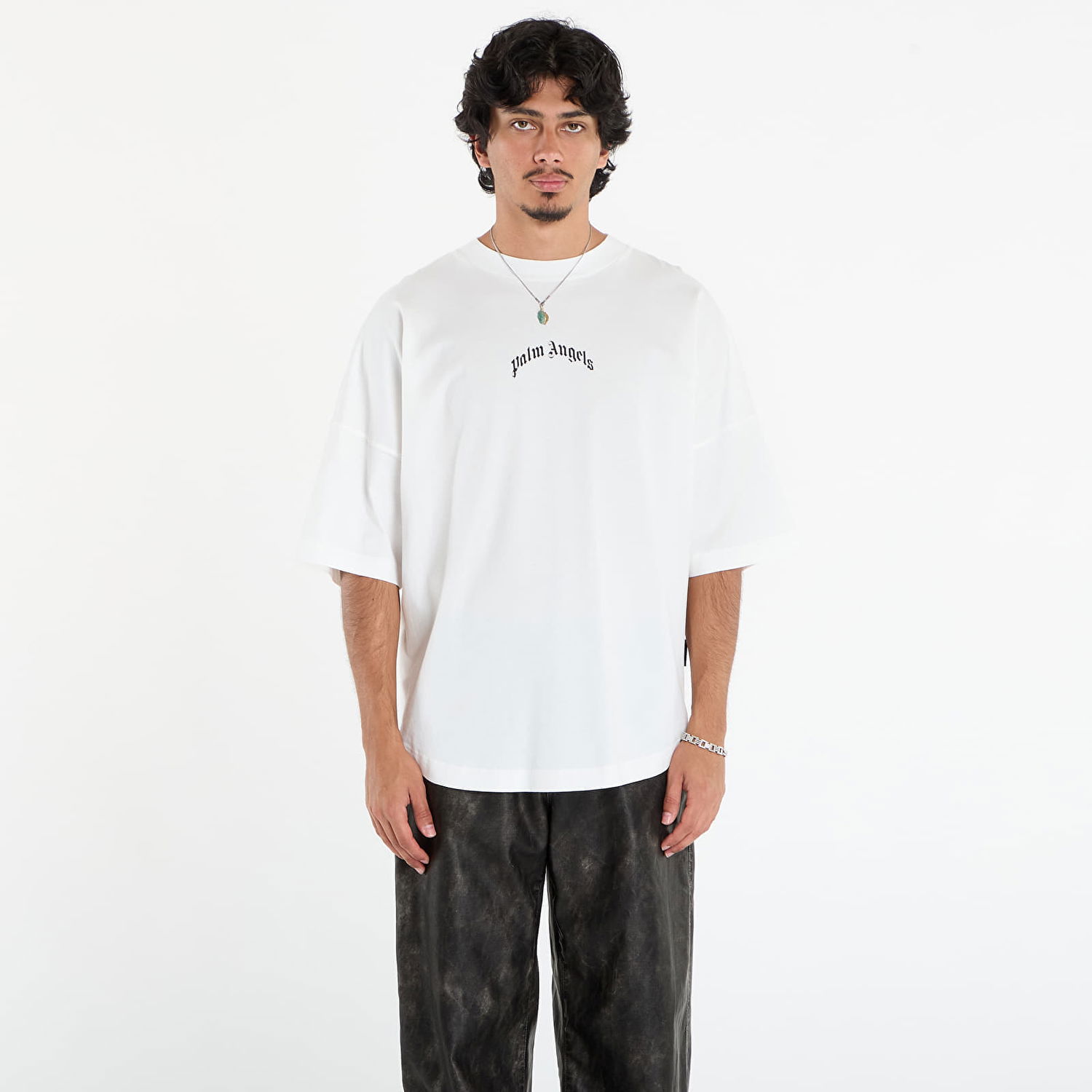 Tričko Palm Angels Palm Angels Back Curved Logo Over Tee Biela | PMAA10BF25JER0010310, 0