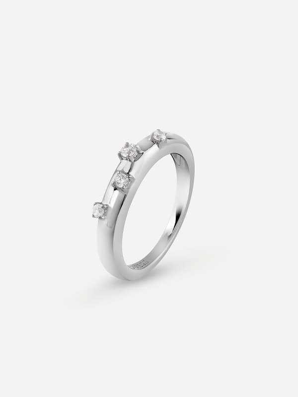 Prsteň GUESS Silver Ring With Stones Metalická | JSBR04542JW