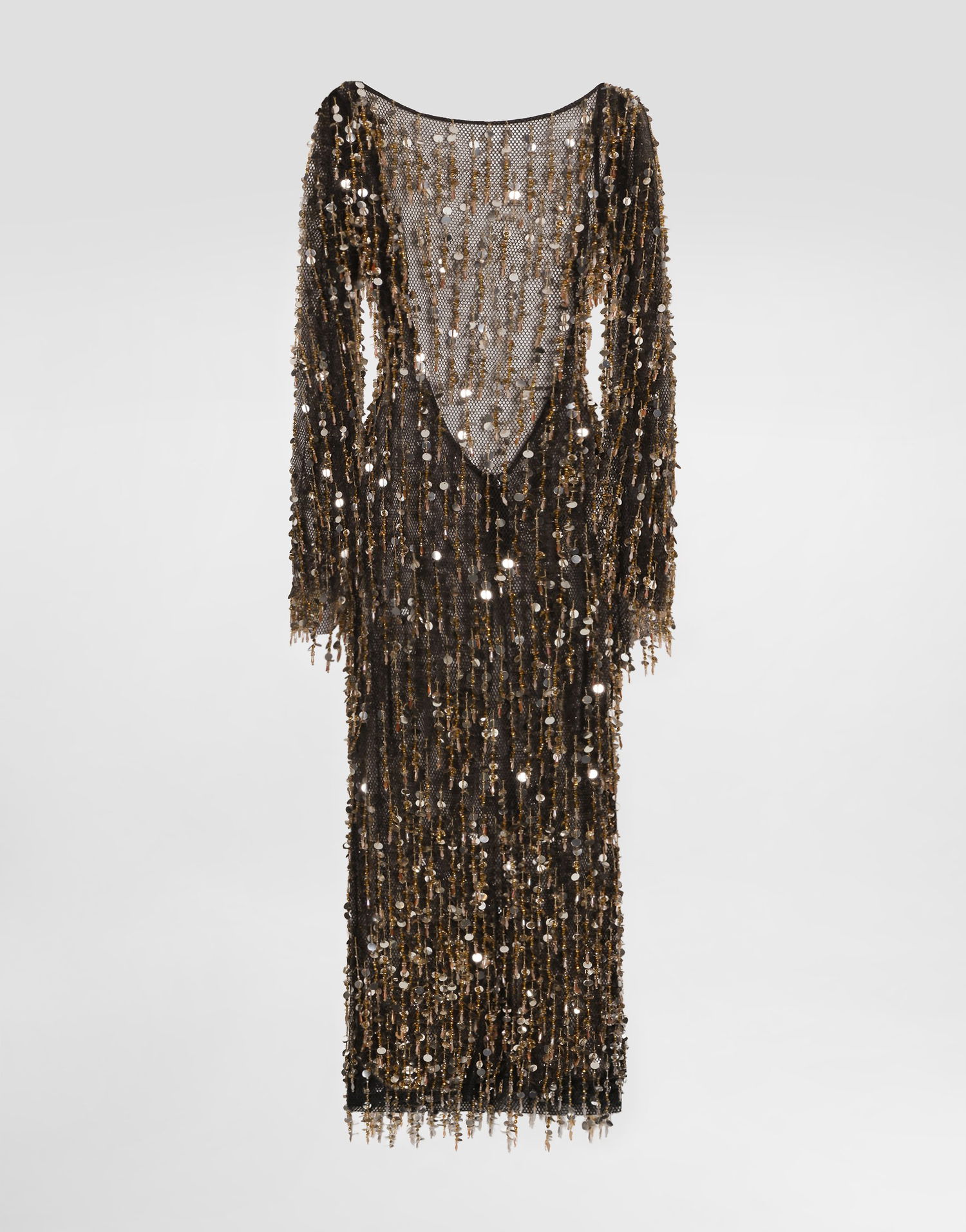 Šaty Dolce & Gabbana Dolce & Gabbana Long Fringe Sequin Dress Čierna | F60EJZGDDG3S8400, 0