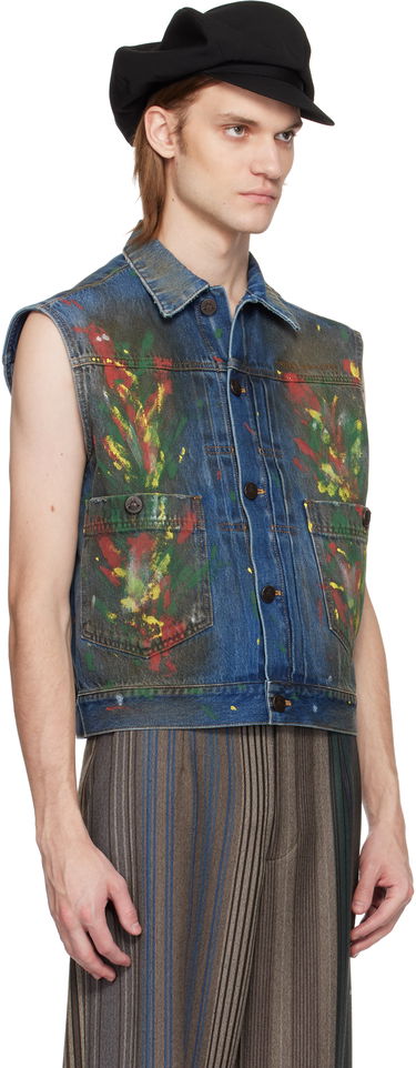 Vesta Vivienne Westwood Vivienne Westwood Marlene Painted Denim Vest Modrá | 3901000I-W0161-, 1