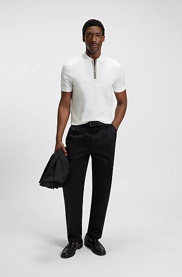 Polo tričko BOSS Polo Shirt with Zip Placket Biela | 50543880, 1
