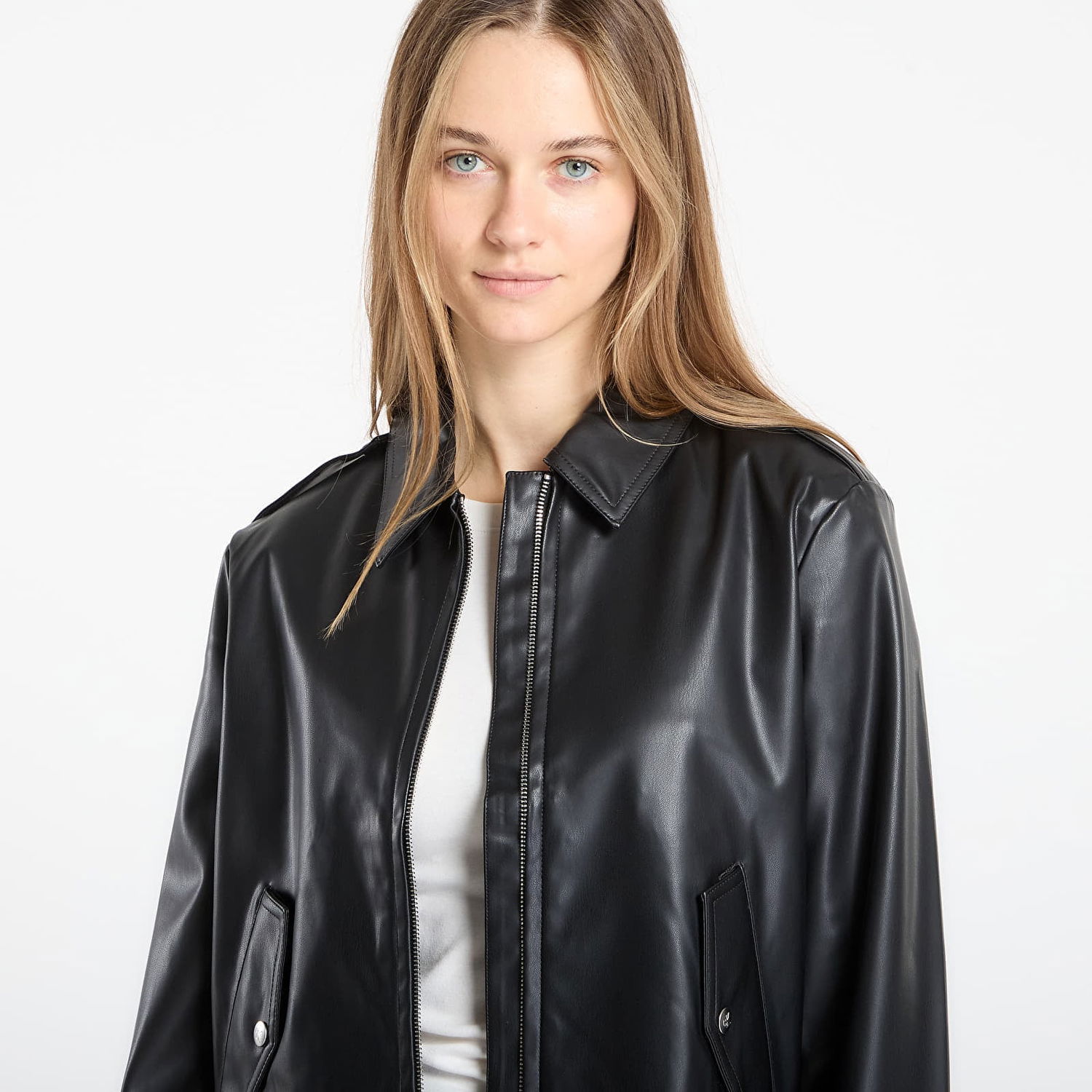 Bunda CALVIN KLEIN Leather Moto Jacket Čierna | LV047E501G UB1, 1