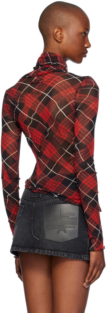 Košeľa Jean Paul Gaultier Distorted Tartan Long Sleeve Top Červená | 24/31-F-TO203-T568-300001, 2