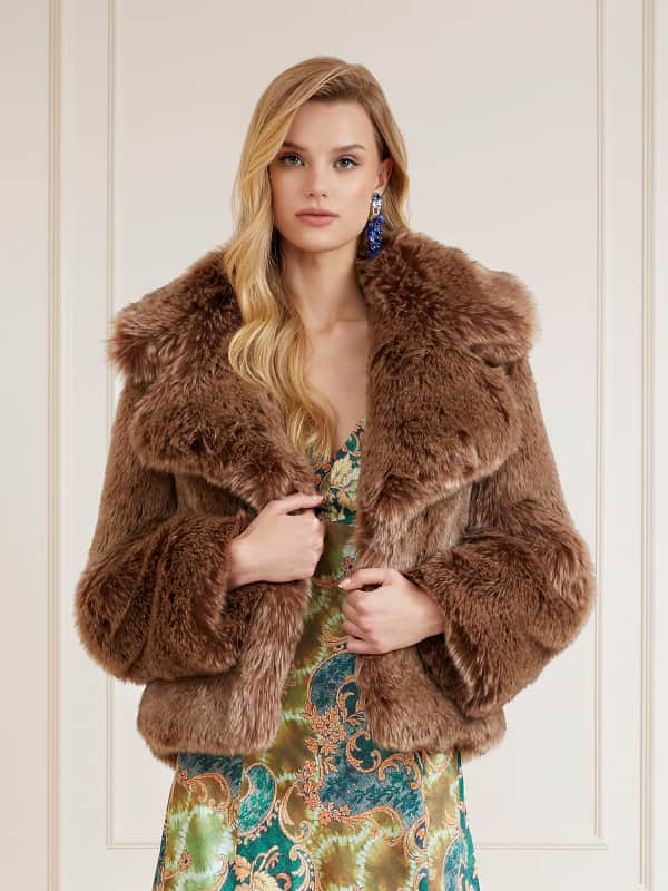 Bunda GUESS Marciano Faux Fur Jacket Hnedá | 3BGL349972Z