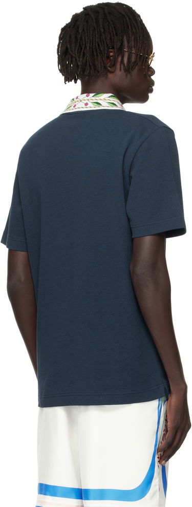 Polo tričko Casablanca Laurel Pique Polo Shirt Navy | MPF25-JTP-243-02, 4