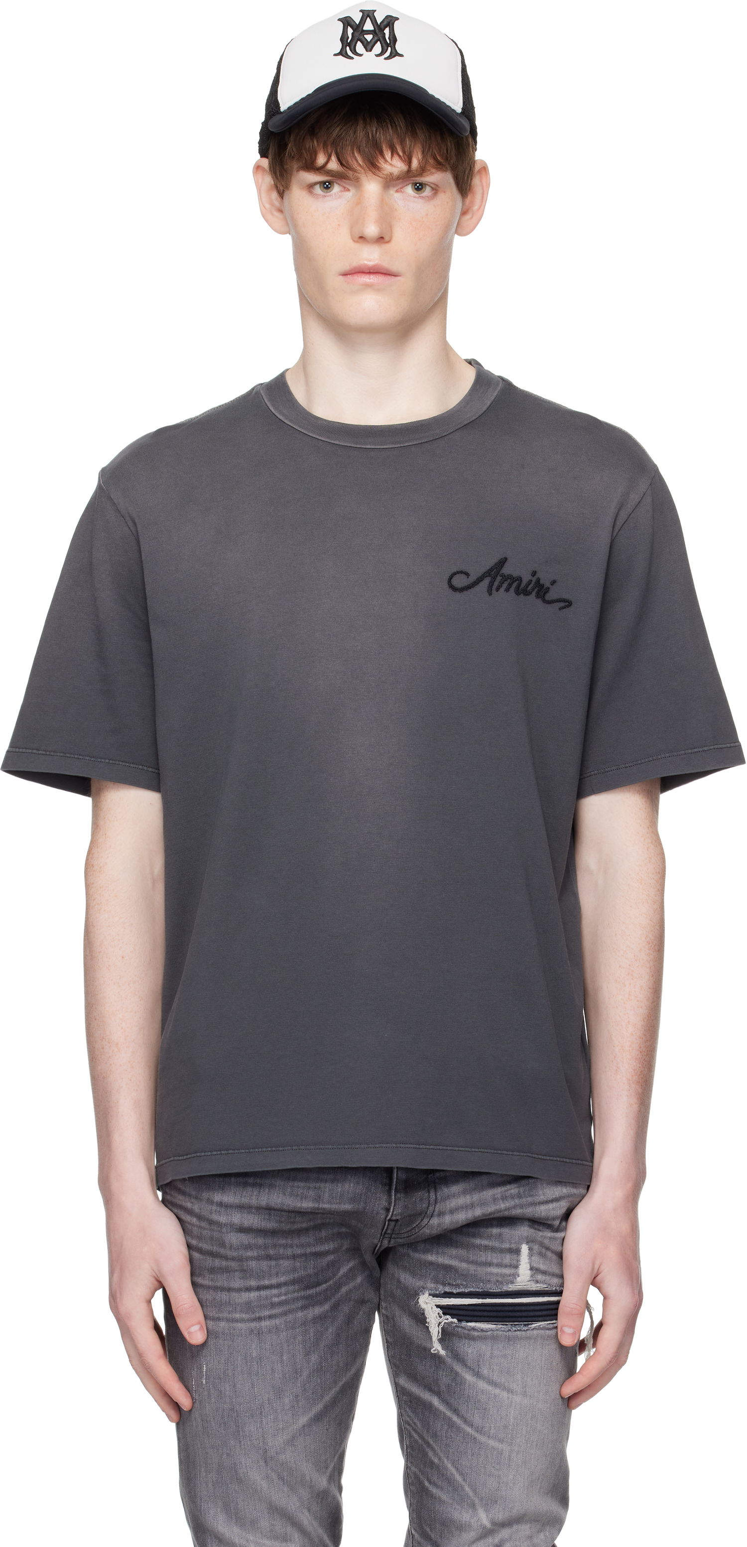 Tričko AMIRI AMIRI Bleach Bandana Patch T-Shirt Šedá | AMJYTE1197, 0