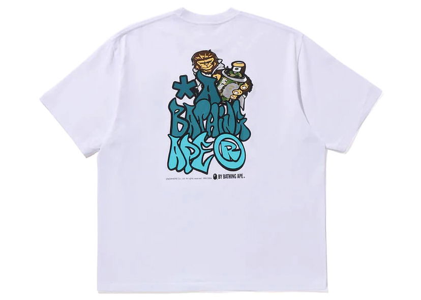 Tričko BAPE BAPE Graffiti Bape Relaxed Fit Tee White Biela | 1K30-110-340