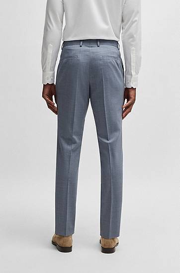 Nohavice BOSS Patterned Virgin-Wool Blend Formal Trousers Modrá | 50540713, 1