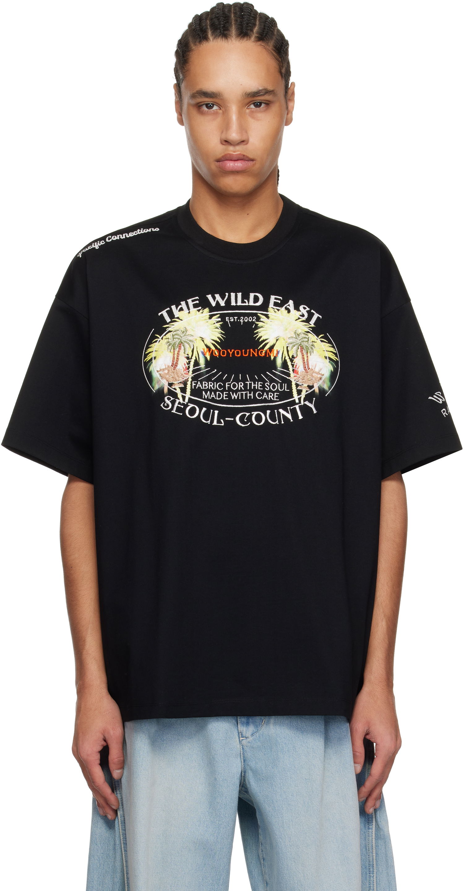 Tričko WOOYOUNGMI WOOYOUNGMI Palm Tree Graphic T-Shirt Čierna | W251TS19, 0