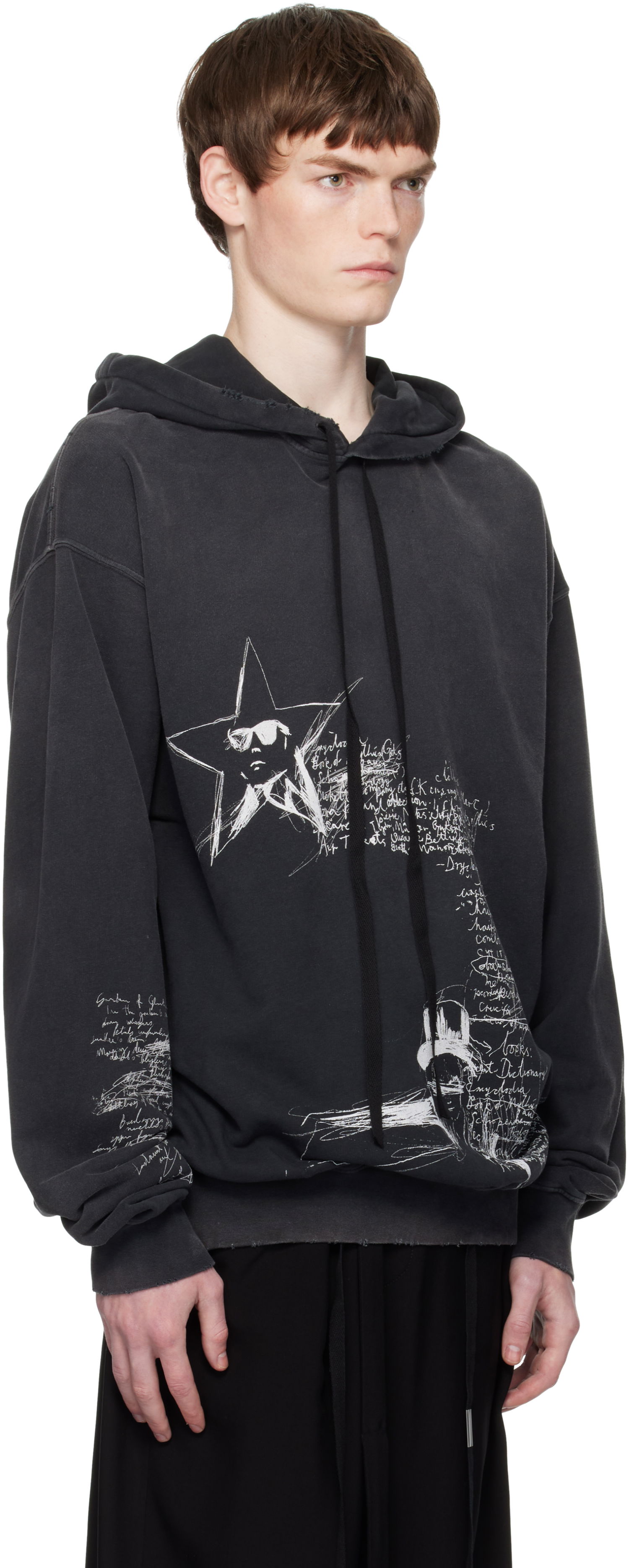 Mikina Ann Demeulemeester Ann Demeulemeester Olly Sketchbook High-Comfort Hoodie Čierna | B0012870-FA639-098, 1