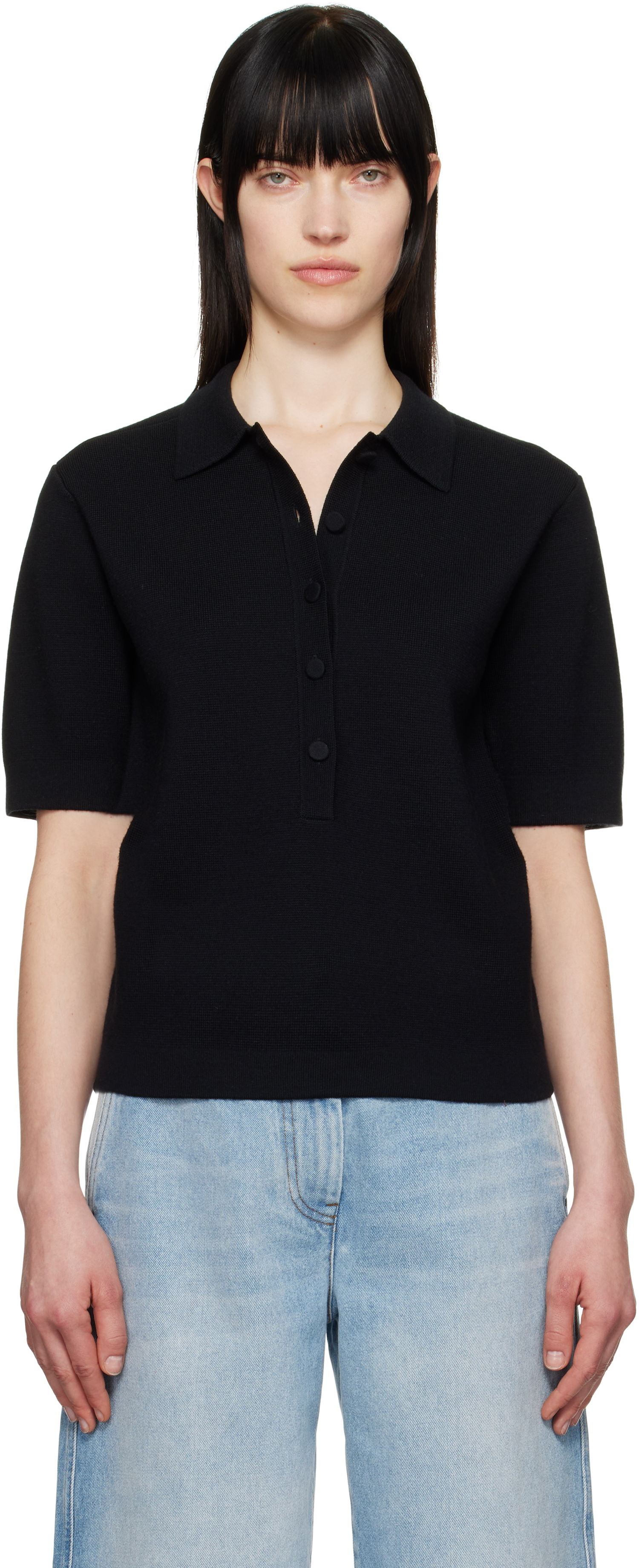 Polo tričko Dries Van Noten Dries Van Noten Merino Polo Čierna | 251-011203-1700, 0