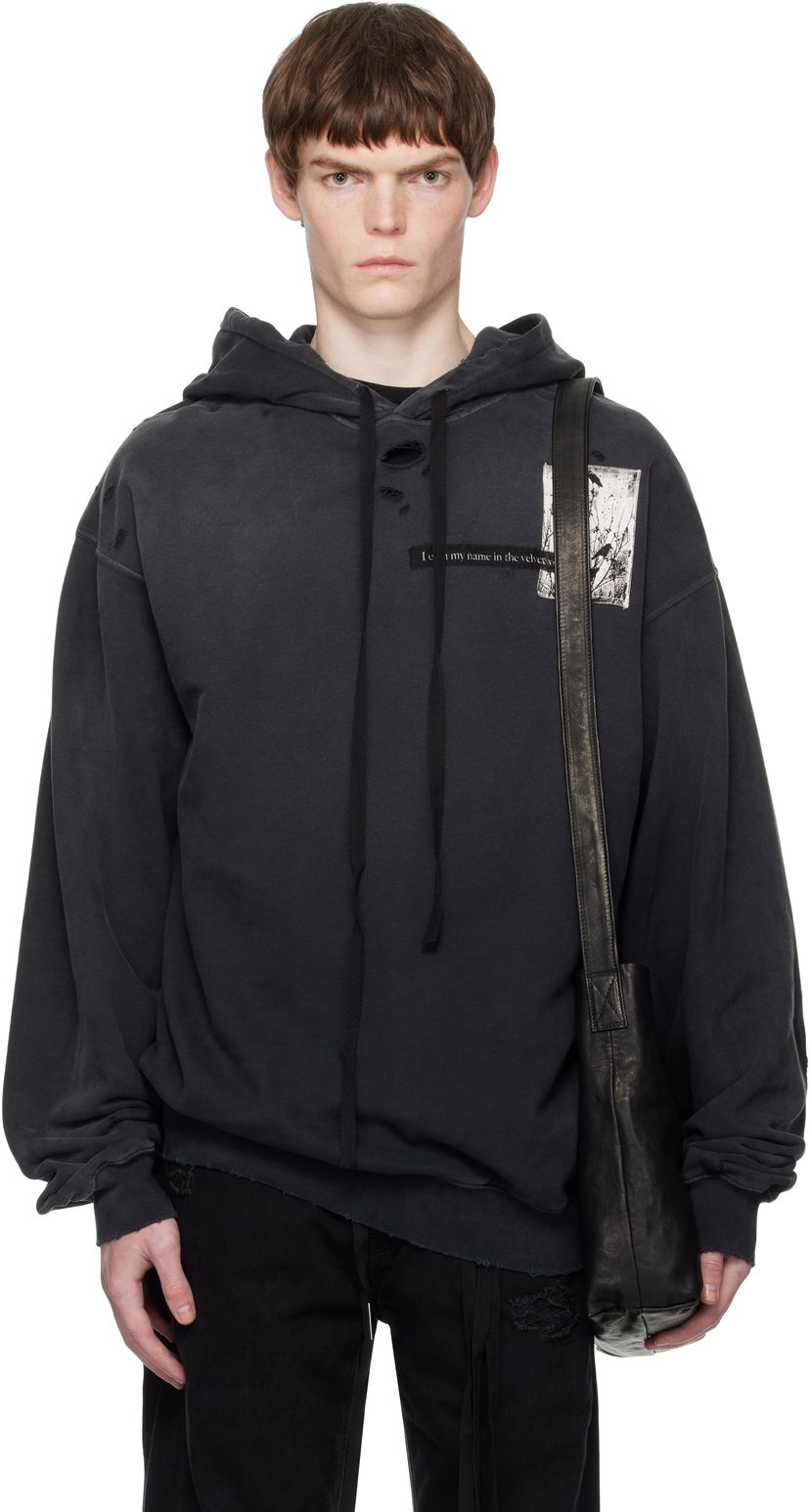 Mikina Ann Demeulemeester Ann Demeulemeester Distressed Comfort Hoodie Čierna | B0012871-FA640-098