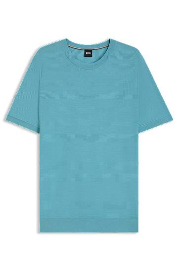 Tričko BOSS BOSS Mixed Structure Knit Sweater Tyrkysová | 50543161, 0