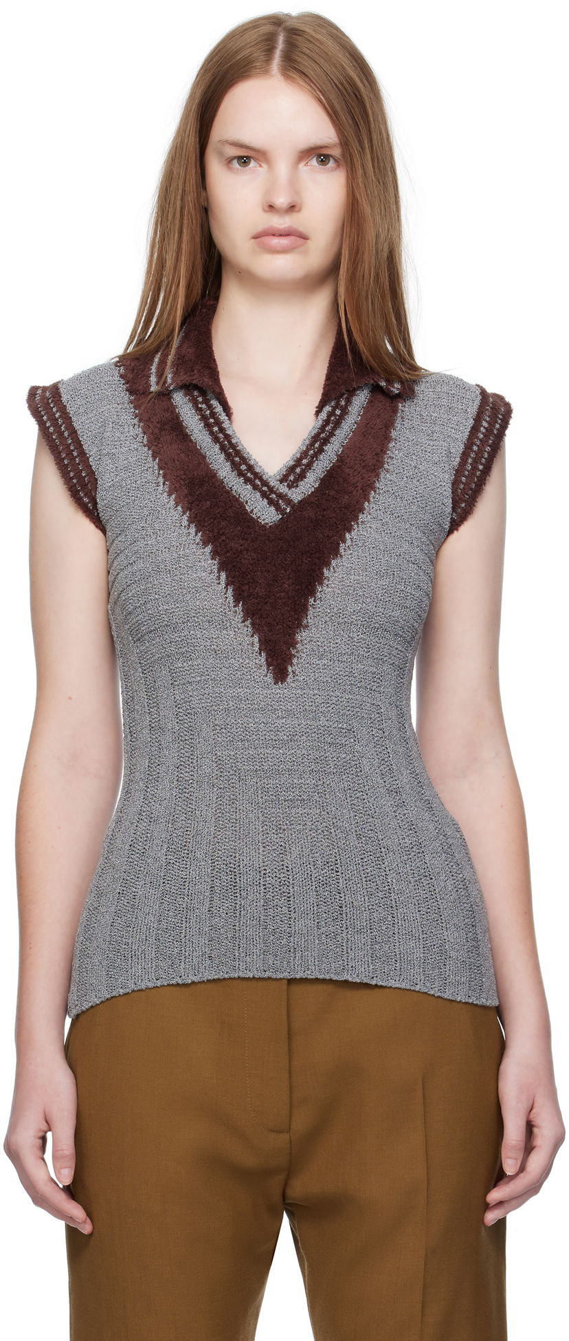 Polo tričko KIKO KOSTADINOV Kiko Kostadinov Quimby Sleeveless Polo Top Šedá | KKWAW25KN12-131