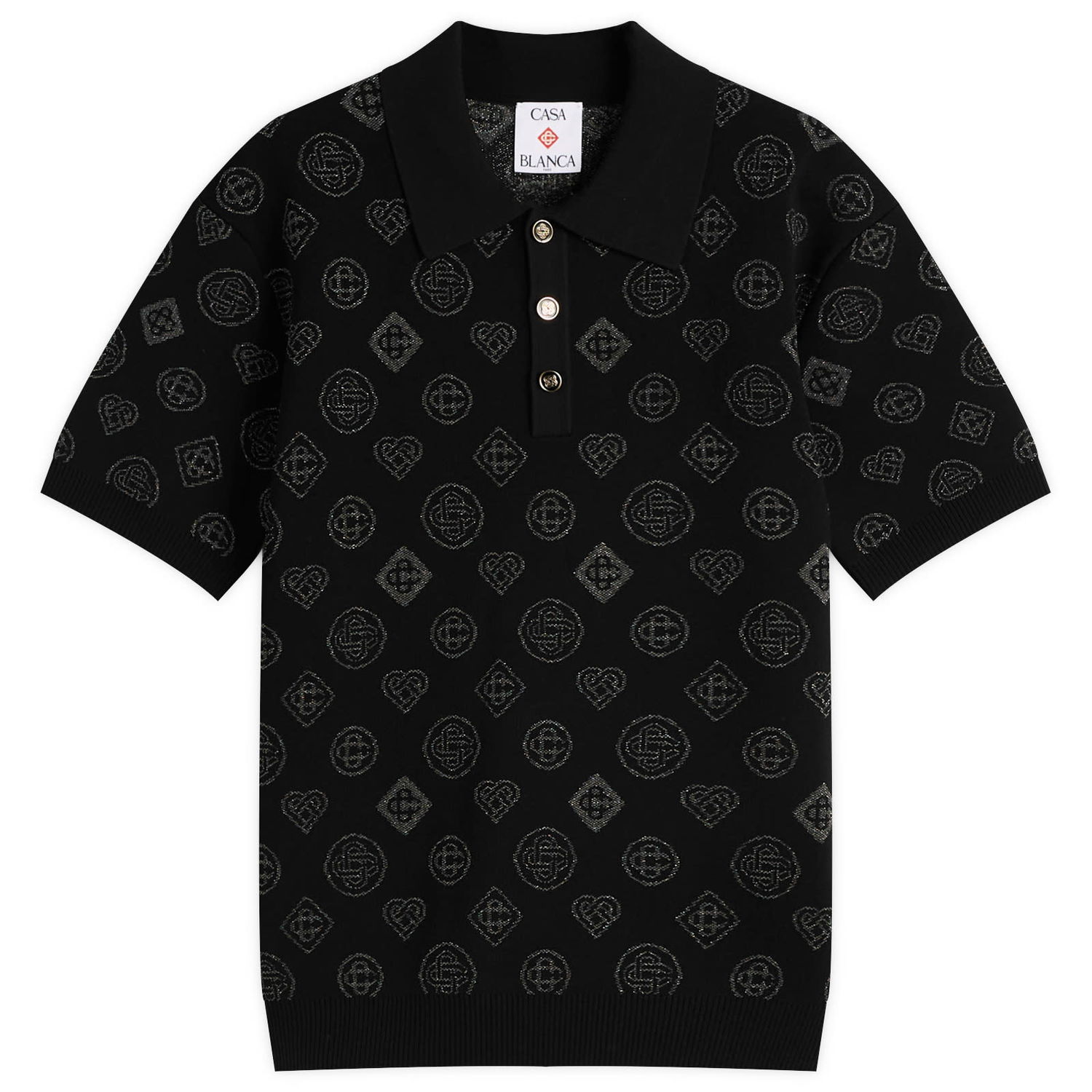 Polo tričko Casablanca Casablanca City Jacquard Polo Čierna | M-AW25-KW-1126-01, 1