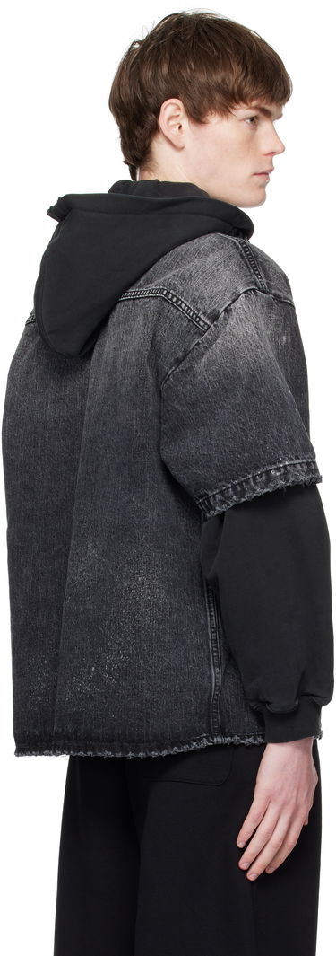 Bunda We11done We11done Faded Layered Hoodie Denim Jacket Čierna | WD-DJ2-25-315-M-BK, 2