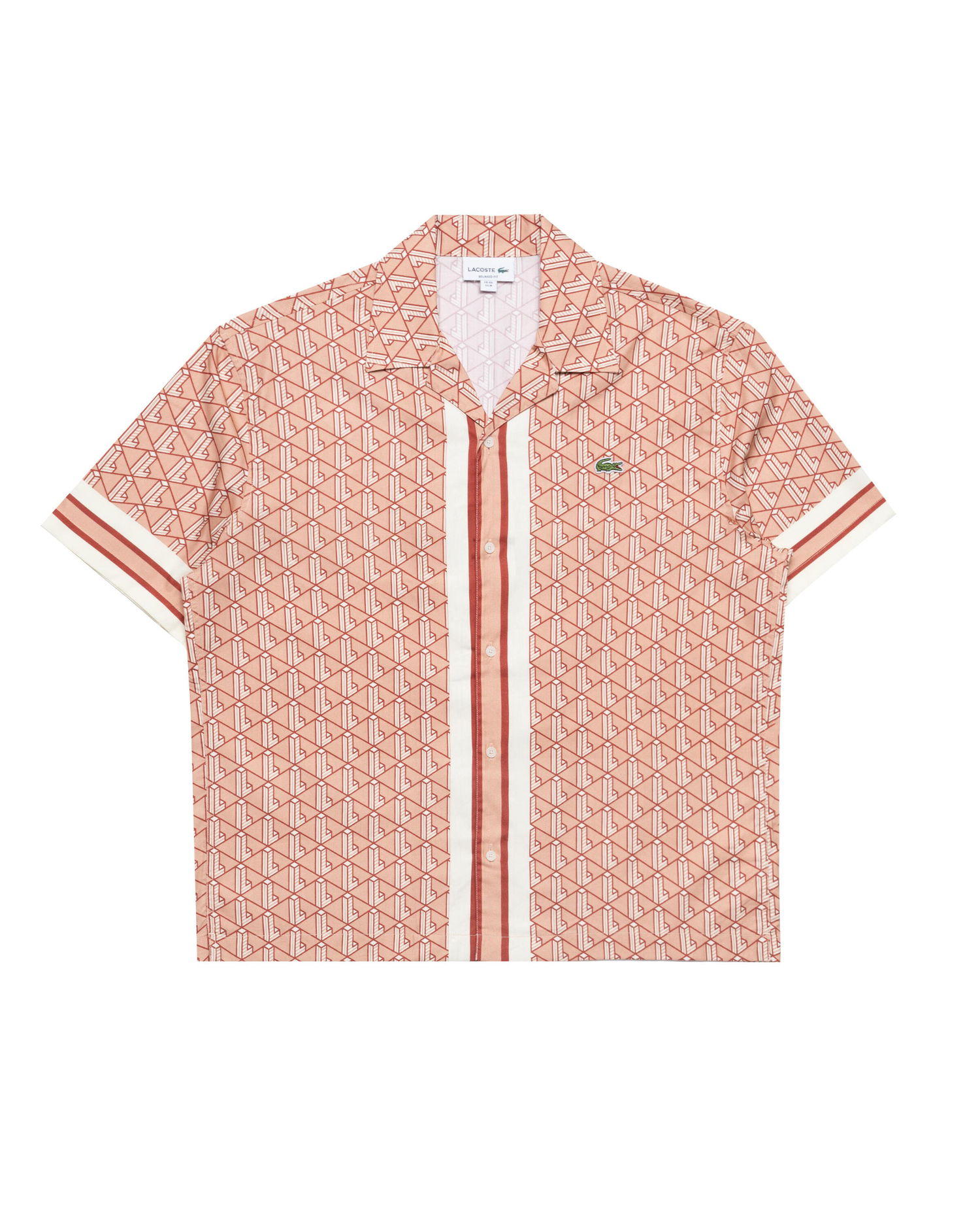 Košeľa Lacoste Lacoste Monogram Relaxed Fit Woven Button-Up Shirt Ružová | CH9094-F9I, 0