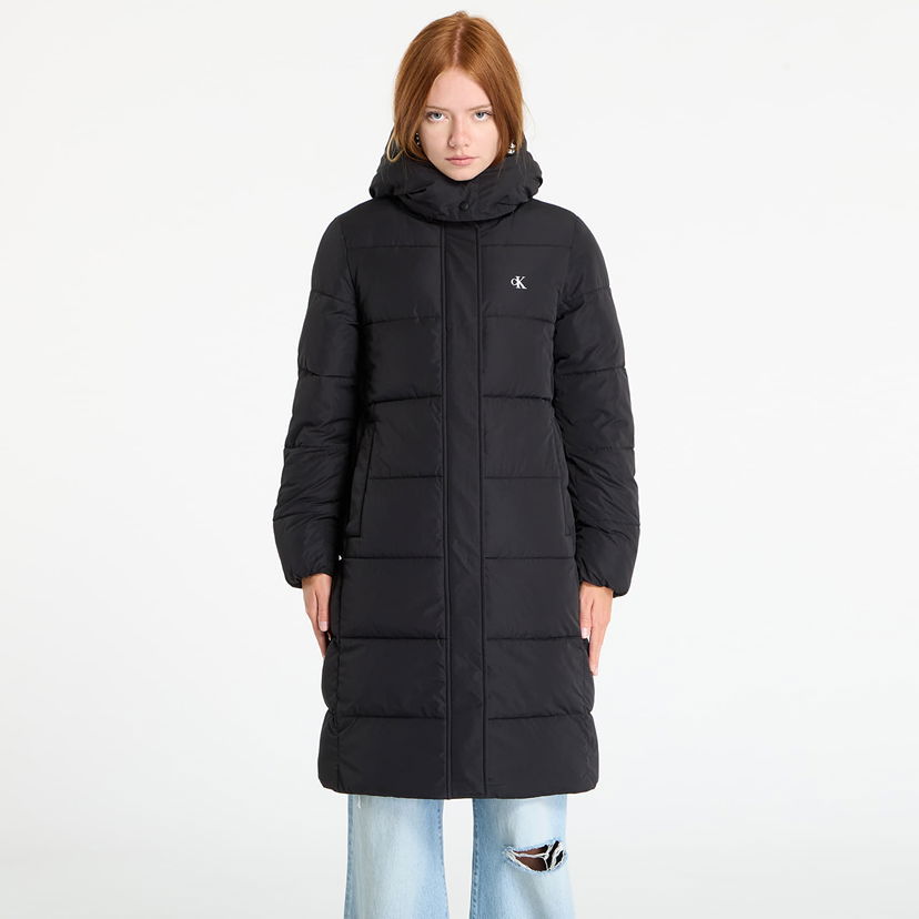 Prešívaná bunda CALVIN KLEIN Calvin Klein Jeans Monologo Long Puffer Jacket Čierna | LV047D512G UB1