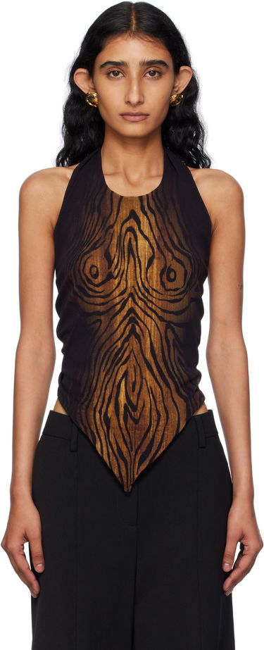 Tielko Jean Paul Gaultier Jean Paul Gaultier Scarf Print Wood Halter Top Čierna | 25/03-W-TO316-M002P-0060, 0